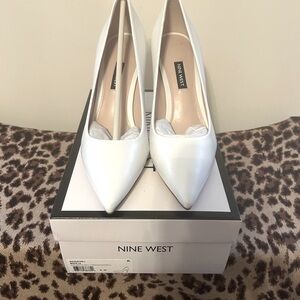 Nine West White Pointed-Toe Pumps